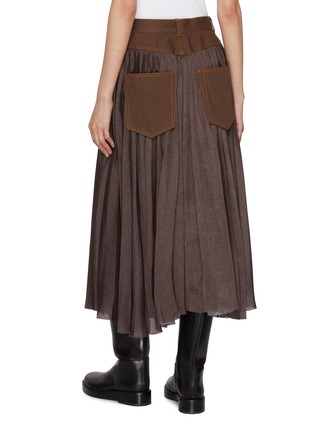 Back View - Click To Enlarge - SACAI - Belted Pleated Dark Wash Midi Skirt