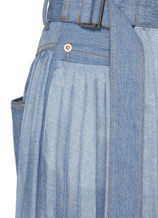  - SACAI - Belted Pleated Light Wash Midi Skirt