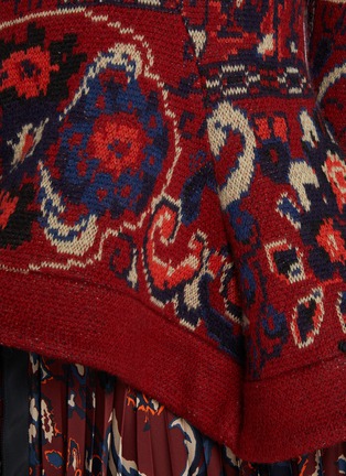  - SACAI - Floral Jacquard Draped Wool Knit Top