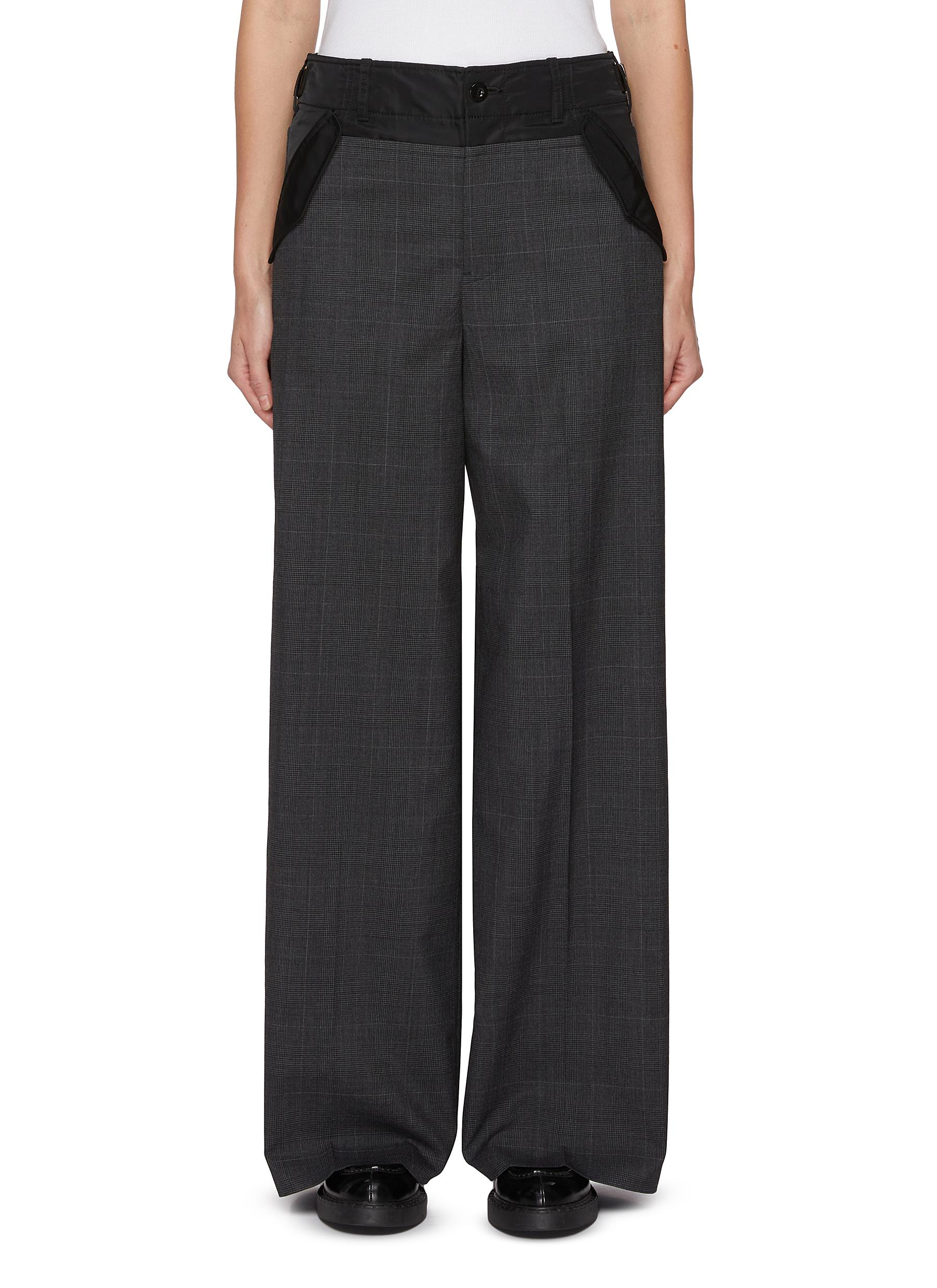 SACAI | Glen Check Wool Pants | Women | Lane Crawford