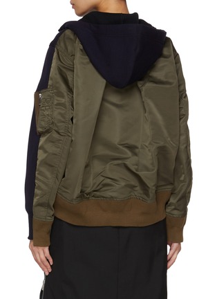 Back View - Click To Enlarge - SACAI - Hybrid Sponge Sweat Zip Up Hoodie
