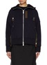 Main View - Click To Enlarge - SACAI - Hybrid Sponge Sweat Zip Up Hoodie