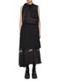 Main View - Click To Enlarge - SACAI - Flap Pocket Sheer Panel Suiting Dress