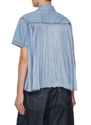 Back View - Click To Enlarge - SACAI - Pleated Light Wash Denim Shirt