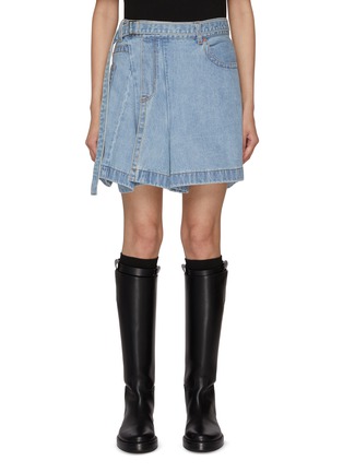 Main View - Click To Enlarge - SACAI - Belted Light Wash Denim Mini Skirt