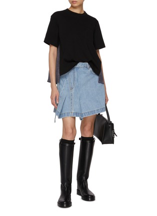 Figure View - Click To Enlarge - SACAI - Belted Light Wash Denim Mini Skirt