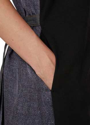  - SACAI - Hybrid Denim Pleated Back Cotton Dress