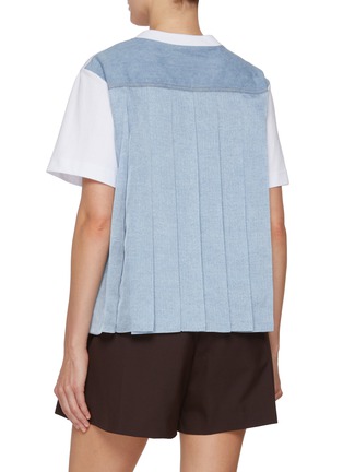 Back View - Click To Enlarge - SACAI - Hybrid Light Wash Denim T-Shirt