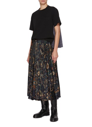Figure View - Click To Enlarge - SACAI - Hybrid Light Wash Denim T-Shirt