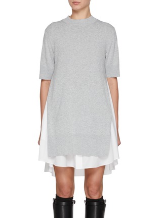 Main View - Click To Enlarge - SACAI - Hybrid Shirt Interior Cotton T-shirt Dress