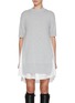 Main View - Click To Enlarge - SACAI - Hybrid Shirt Interior Cotton T-shirt Dress