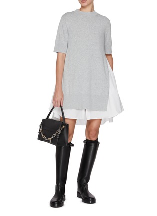 Figure View - Click To Enlarge - SACAI - Hybrid Shirt Interior Cotton T-shirt Dress