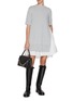 Figure View - Click To Enlarge - SACAI - Hybrid Shirt Interior Cotton T-shirt Dress