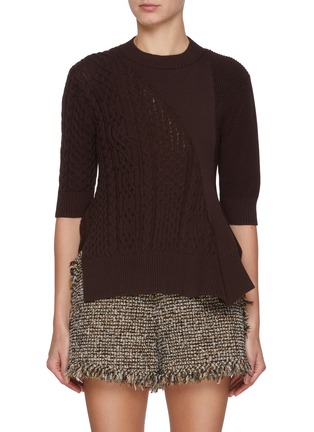 Main View - Click To Enlarge - SACAI - Contrast Cable Knit Sweater