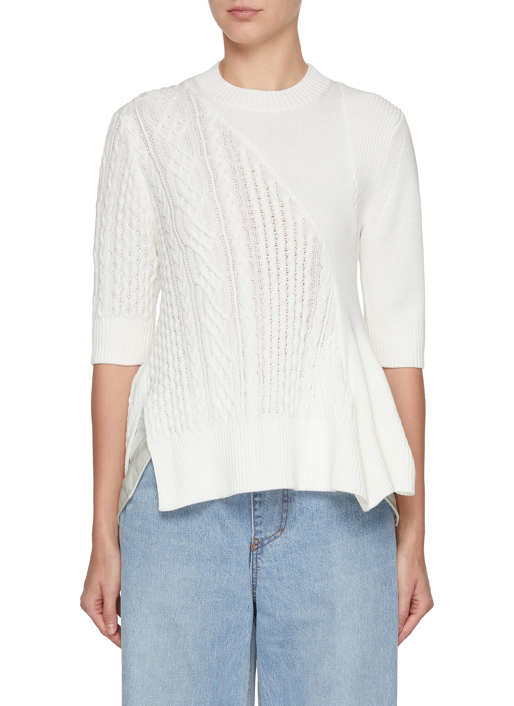 SACAI | Contrast Cable Knit Sweater | Women | Lane Crawford
