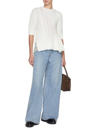 Figure View - Click To Enlarge - SACAI - Contrast Cable Knit Sweater