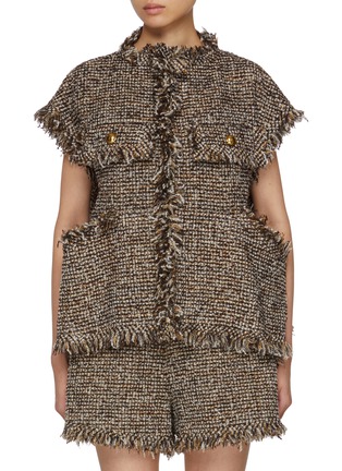 Main View - Click To Enlarge - SACAI - Frayed Tweed Jacket