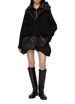 Figure View - Click To Enlarge - SACAI - Hybrid Contrast Interior Wool Blouson Jacket