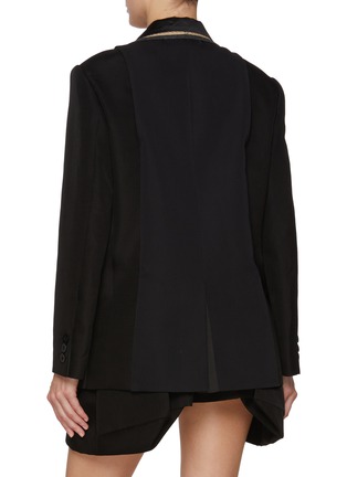 Back View - Click To Enlarge - SACAI - Contrast Lapel Double Breasted Cotton Blazer