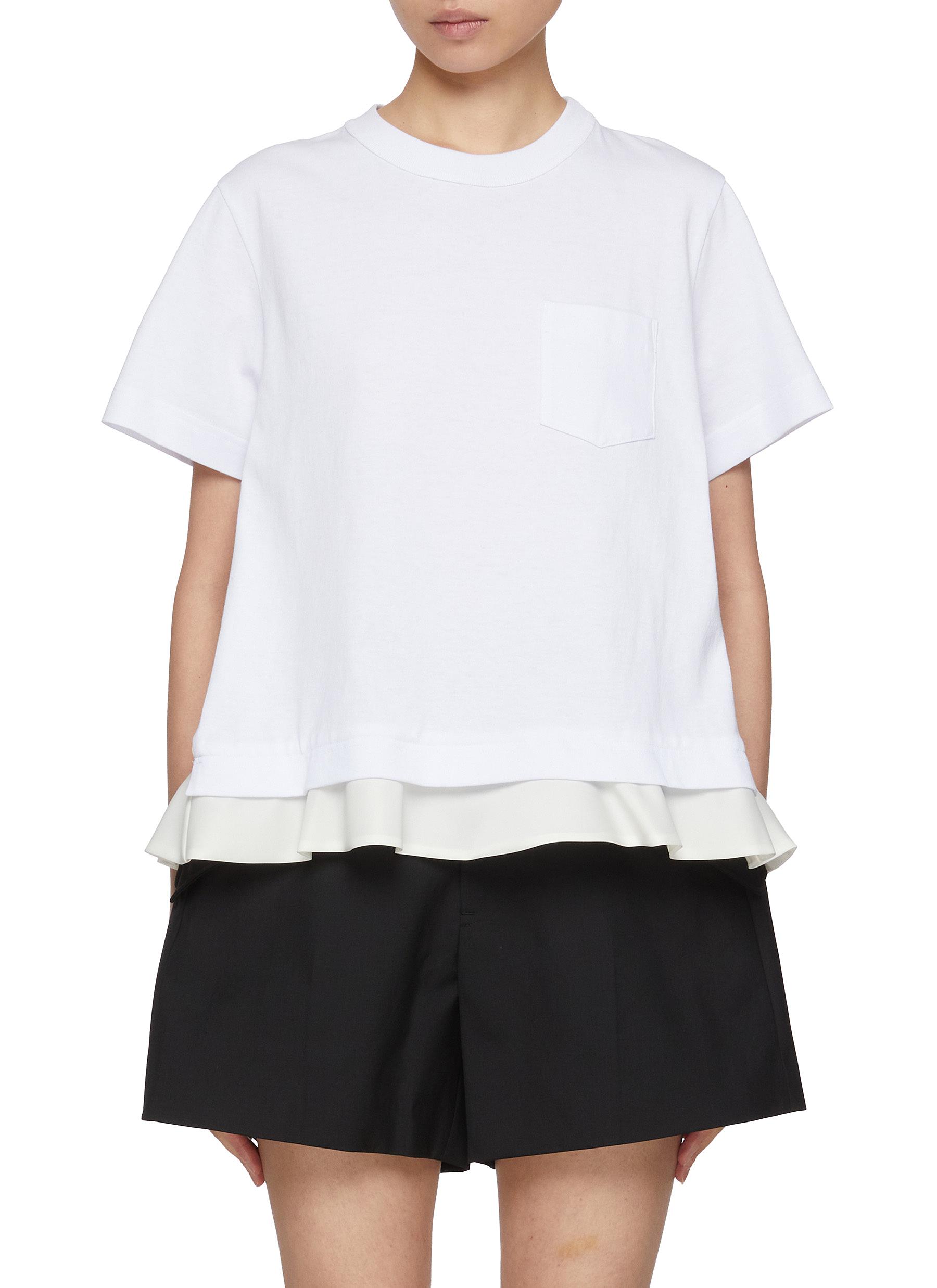 SACAI | Hybrid Cotton T-Shirt | Women | Lane Crawford