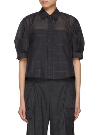 Main View - Click To Enlarge - SACAI - Sheer Glen Check Shirt