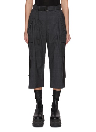Main View - Click To Enlarge - SACAI - Belted Glen Check Wool Pants