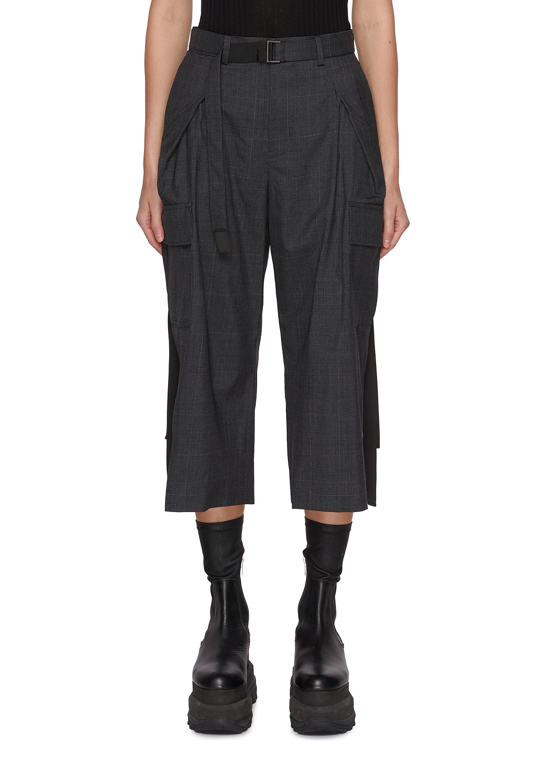 【秀逸デザイン】sacai Belted Glen Check Wool パンツ SACAI | Belted Glen Check Wool Pants | Women | Lane Crawford