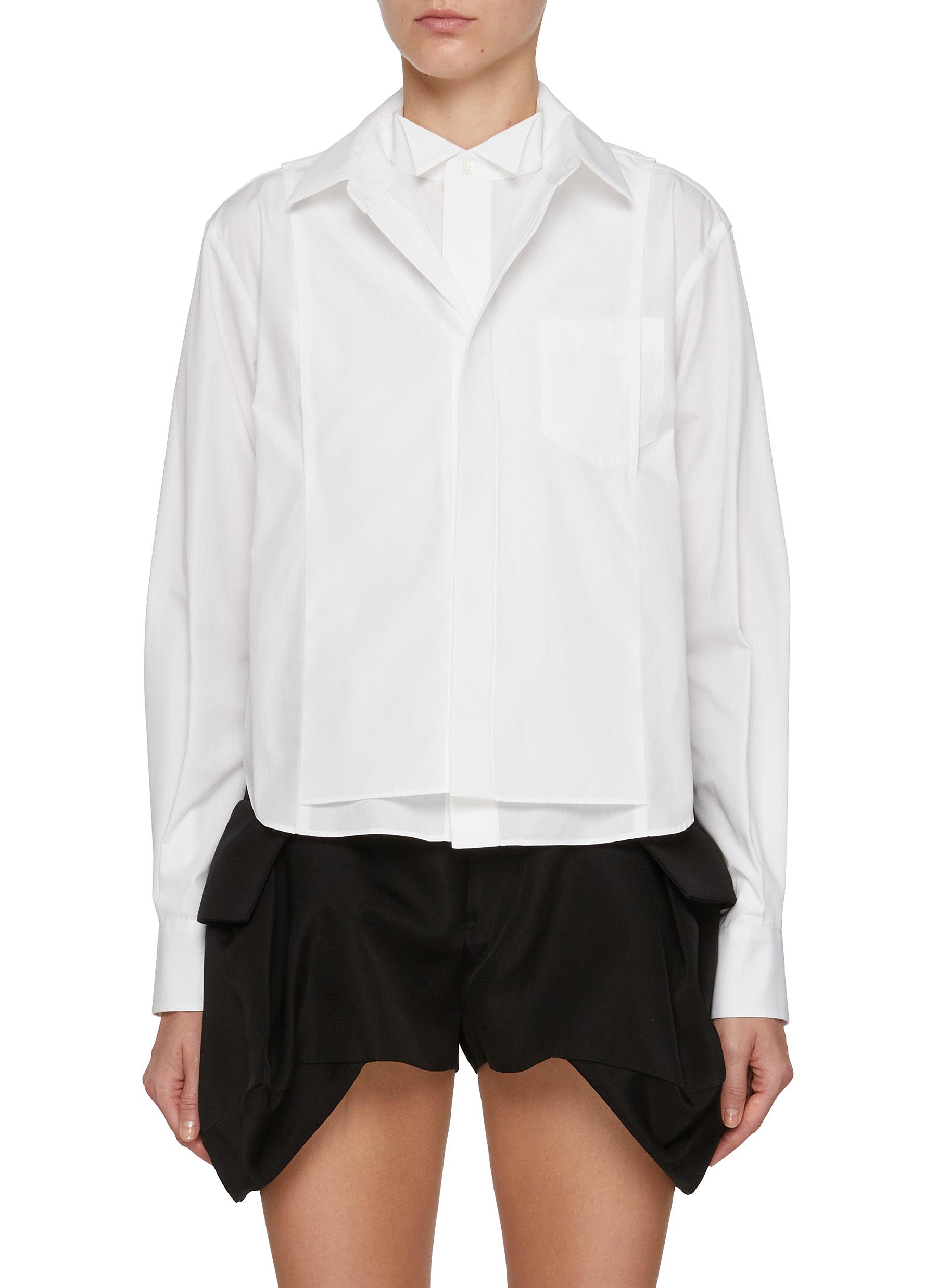 トップス sacai Overlay shirt Sacai White Overlay Shirt for Women Online USA at Darveys.com