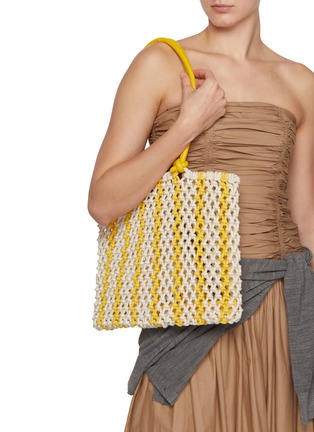 Figure View - Click To Enlarge - CLARE V - Sandy Cotton Leather Tote Bag