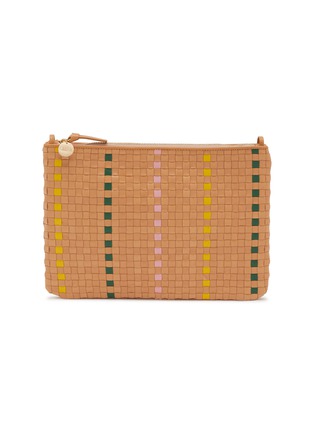 Main View - Click To Enlarge - CLARE V - Woven Leather Flat Clutch Bag With Tabs