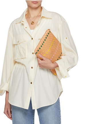 Figure View - Click To Enlarge - CLARE V - Woven Leather Flat Clutch Bag With Tabs