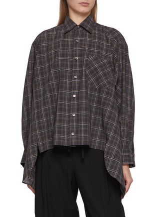 Main View - Click To Enlarge - BEAUTIFUL PEOPLE - Double End Sheer Chequered Wool Tuxedo Shirt