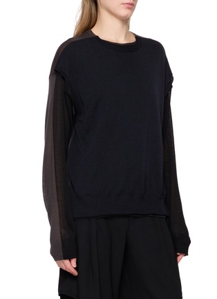 Detail View - Click To Enlarge - BEAUTIFUL PEOPLE - Sheer Sleeve Wool Knit Top