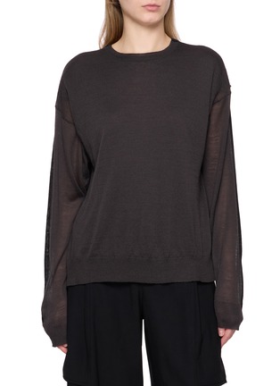 Main View - Click To Enlarge - BEAUTIFUL PEOPLE - Sheer Sleeve Wool Knit Top