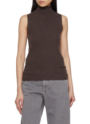 Main View - Click To Enlarge - ARCH4 - Mika High Neck Ribbed Cashmere Knit Vest