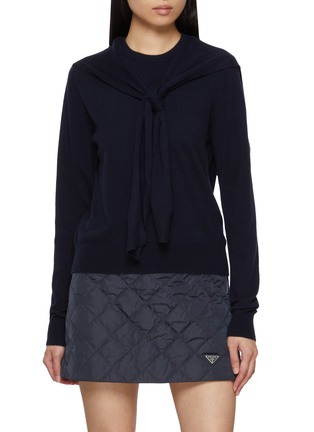 Main View - Click To Enlarge - ARCH4 - Sonja Shoulder Tie Cashmere Knit Top