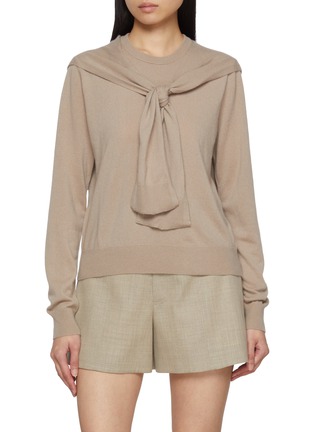 Main View - Click To Enlarge - ARCH4 - Sonja Shoulder Tie Cashmere Knit Top