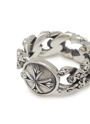 Detail View - Click To Enlarge - EMANUELE BICOCCHI - Sterling Silver Flourishing Logo Chain Ring