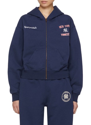 Main View - Click To Enlarge - SPORTY & RICH - x The New York Yankees Home Run Cropped Zip Up Cotton Hoodie