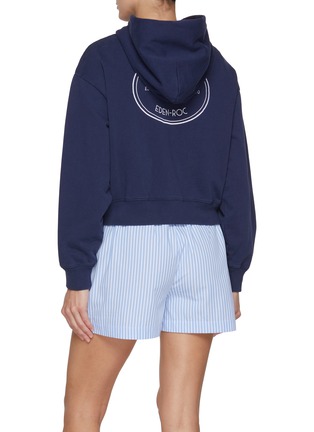 Back View - Click To Enlarge - SPORTY & RICH - X Hotel du Cap-Eden-Roc Crest Embroidered Cropped Cotton Zipped Hoodie