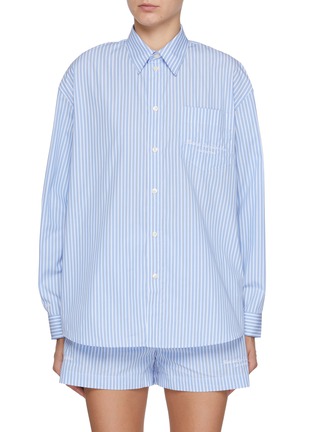Main View - Click To Enlarge - SPORTY & RICH - X Hotel du Cap-Eden-Roc Script Striped Cotton Shirt