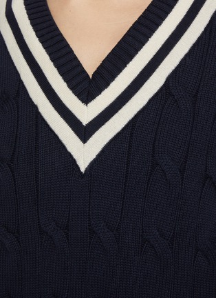  - SPORTY & RICH - x The New York Yankees Cotton Cable Knit Sweater