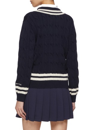 Back View - Click To Enlarge - SPORTY & RICH - x The New York Yankees Cotton Cable Knit Sweater