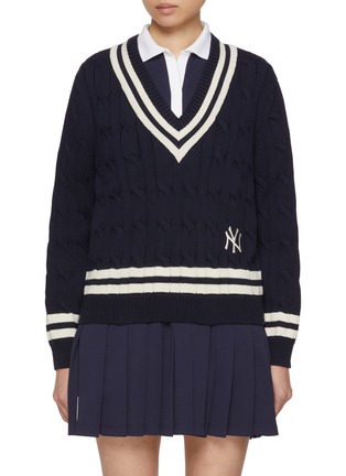 Main View - Click To Enlarge - SPORTY & RICH - x The New York Yankees Cotton Cable Knit Sweater