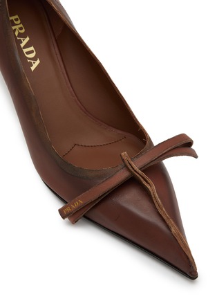 Detail View - Click To Enlarge - PRADA - Runway Décolleté 55 Bow Leather Pumps