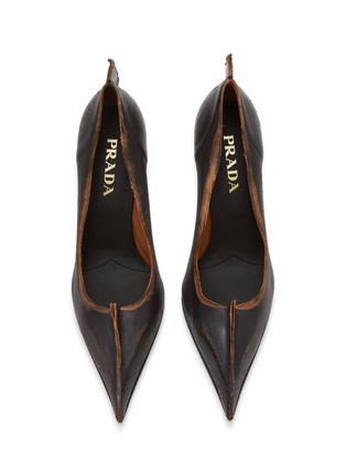Detail View - Click To Enlarge - PRADA - Antiqued 85 Leather pumps