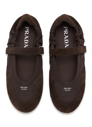 Detail View - Click To Enlarge - PRADA - Collapse Re-Nylon Suede Ballerina Flats