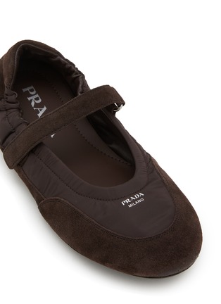 Detail View - Click To Enlarge - PRADA - Collapse Re-Nylon Suede Ballerina Flats