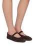 Figure View - Click To Enlarge - PRADA - Collapse Re-Nylon Suede Ballerina Flats