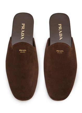 Detail View - Click To Enlarge - PRADA - Analog Sabot Suede Mules